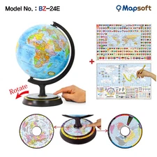 Mapsoft Blue Timezone World Globe, 24cm/9.5 inch, BZ-24E