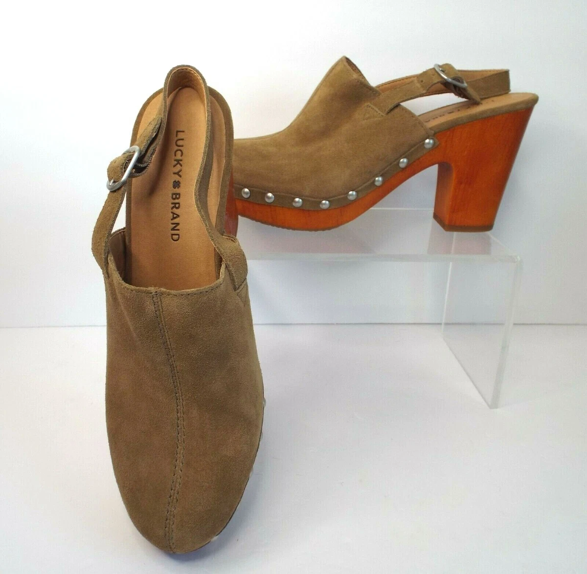 Lucky Brand Clogs Suede Leather Studded Slingback Sz 9.5 M eBay