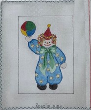 Vintage ROSALIE PETERS Hand-Painted CLOWN  BALLOONS Needlepoint Canvas A108