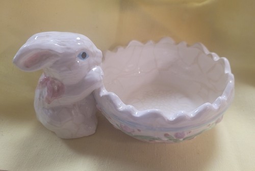 Plato de caramelo vintage Gibson Greetings conejo de pascua nuevo de lote antiguo