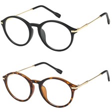Men Women Fashion Round Clear Lens Eye Glasses Metal Frame Large Geek Big Retro