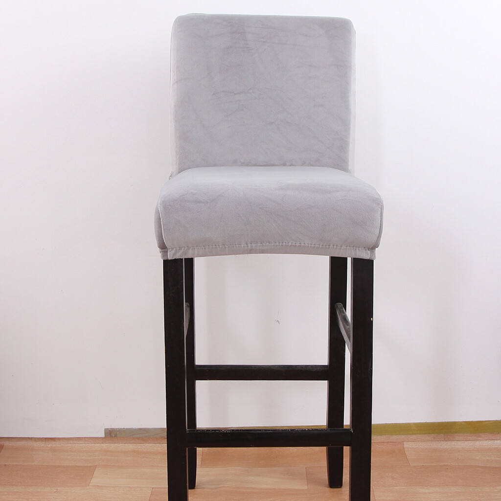 Velvet Bar Counter Height Stool Covers Dining Room Chair Slipcovers Light Grey For Sale Online