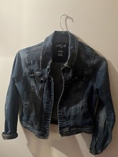 Cat Jack Girls Denim Jacket Size XL 14-16 Blue Solid Cotton Blend Nice