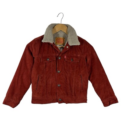 Levis Jacket Kids 7 Regular Corduroy Sherpa Lined Trucker Snap Up