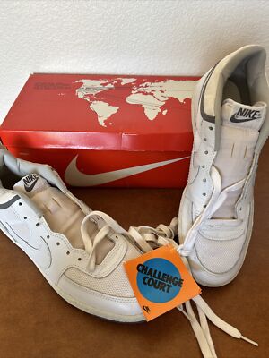 【1991 NIKE CHALLENGE COURT】 90s 80s Nike Challenge Court VINTAGE 80's Tennis Shoes White RARE