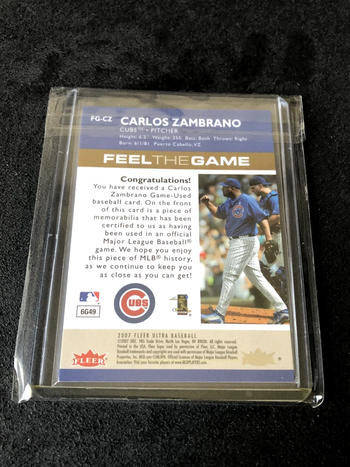 Carlos Zambrano 2007 Fleer Ultra Feel the Game Jersey Relic - Image 2 of 2