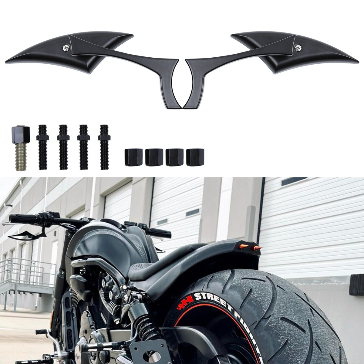 Blade Motorcycle Rear View Side Mirror Black For Harley Davidson V