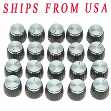 20pcs Guitar AMP Amplifier Knobs Black w/ Silver Cap Push on Knob fits Marshall