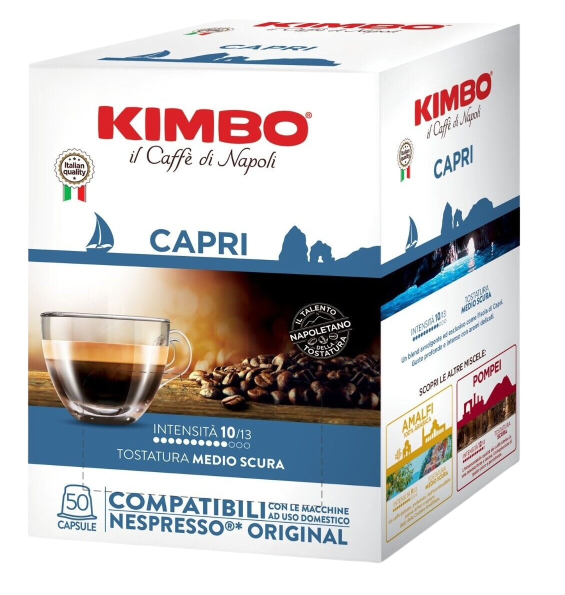 CAFFÈ KIMBO CAPRI - Box 50 CAPSULE COMPATIBILI NESPRESSO da 5.4g
