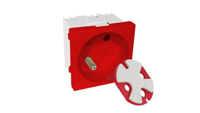A-LAN ALANTEC modulare Steckdose 2P+Z, 45x45, DATA mit Schlüssel, rot PZ017