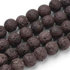30 Lava Beads Dark Brown 8mm BULK Stone Round Circle Wholesale