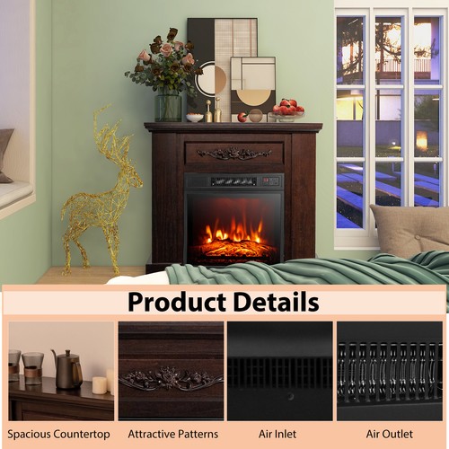 32" Heater Electric Fireplace Mantel TV Stand Space w/Remote Control 1400W - Picture 6 of 14