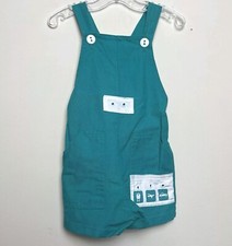 Vintage Baby Toddler Healthtex Blue Aqua Shortalls Overalls Made In the USA 4T