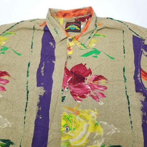 Vtg JAMS WORLD 30th Anniversary Edition Oil Brushed Floral Camp Shirt Mens Large - Picture 3 of 9