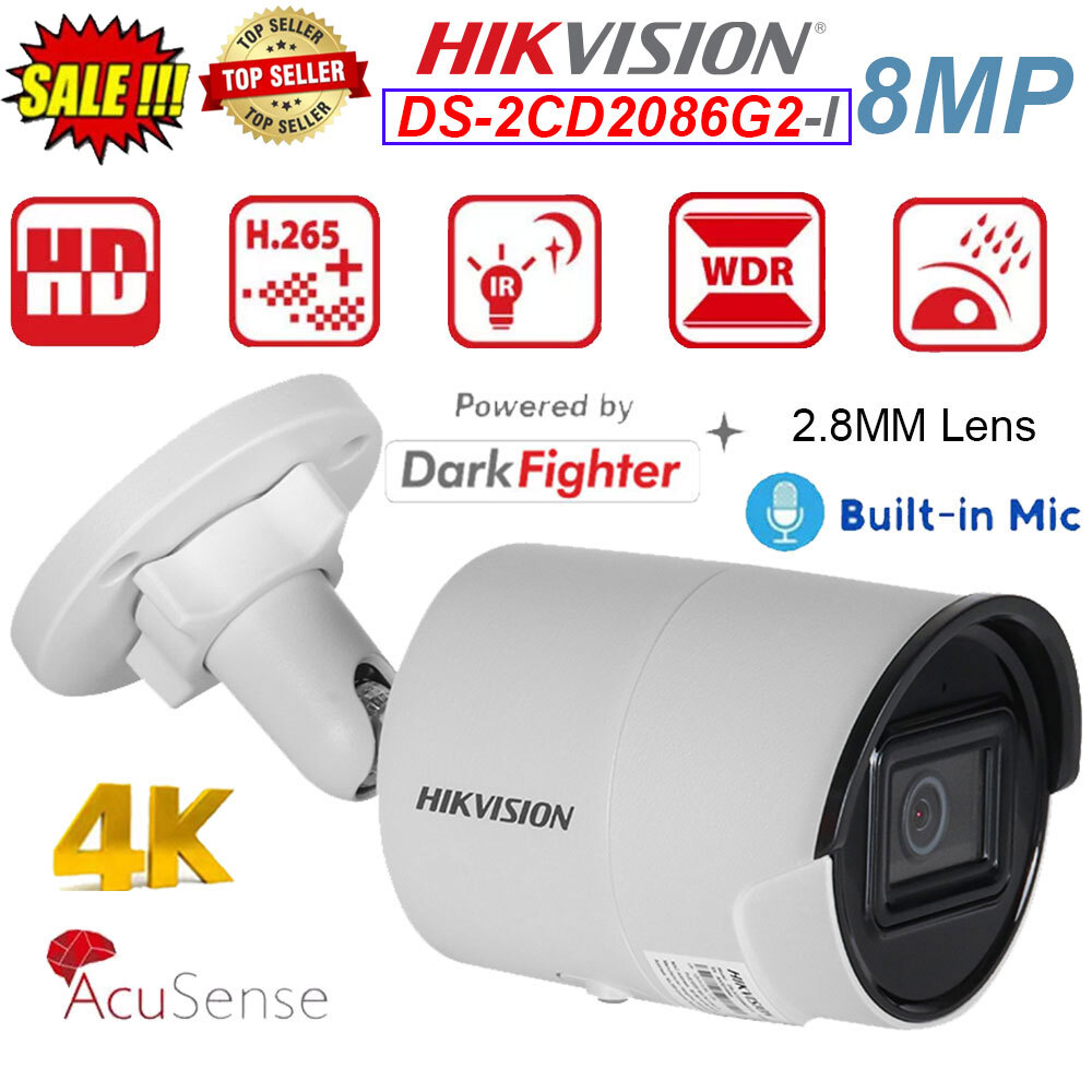 Hikvision AcuSense 8MP 4K Outdoor Bullet IP Camera 2.8mm PoE DS-2CD2086G2-I NEW