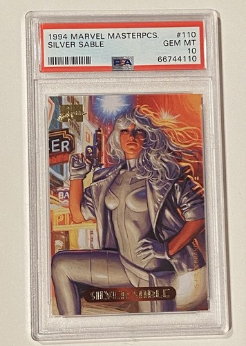 1994 Marvel Masterpieces Card #110 Silver Sable PSA 10 GEM MINT - Picture 1 of 3