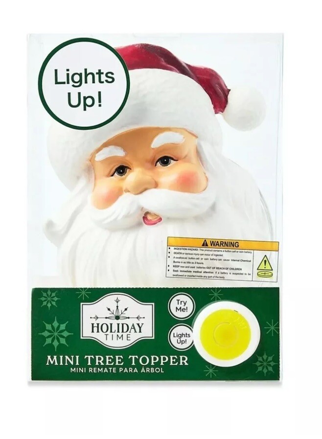Holiday Time Santa Mini Tree Topper with 6