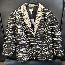Chico  s Topper Zebra Textured Fabric Single Button Blazer Size 2 NWT. Z3