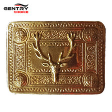 Scottish Kilt Belt Buckle Stag Embossed Mount Kilt Belt Men Buckle Golden