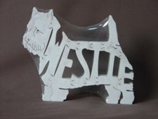 NEW White Dog West Highland Terrier Amish Wood Puzzle Toy Figurine Art