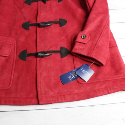 Chaps Women's Winter Coat Size M Red Toggle Jacket Faux Suede Hooded - Picture 6 of 10