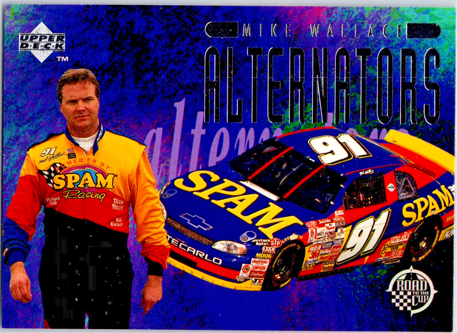 1997 Upper Deck- NASCAR "Alternators" #144 Mike Wallace Car #91 "SPAM"