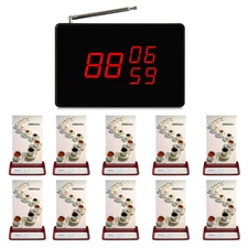 SINGCALL Wireless Calling System 1 Screen Receiver, 10 Pagers for Restaurant
