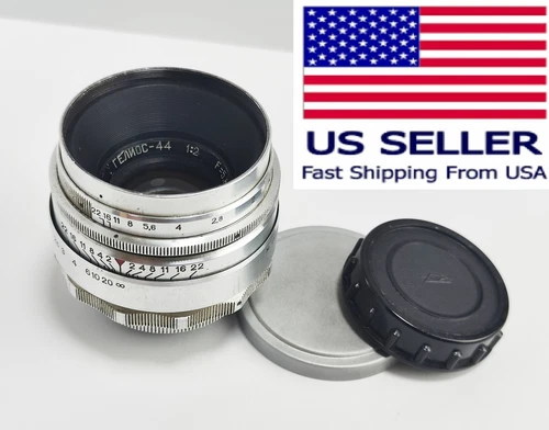 Helios 44 lens F/2 58 мм M39 Red P silver 13 blades 1958 very rare the USSR
