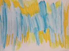 GAT PAINTINGS IMPRESSIONISM ORIGINAL COLLECTIBLE WHIMSICAL  ABSTRACT BLUE YELLOW