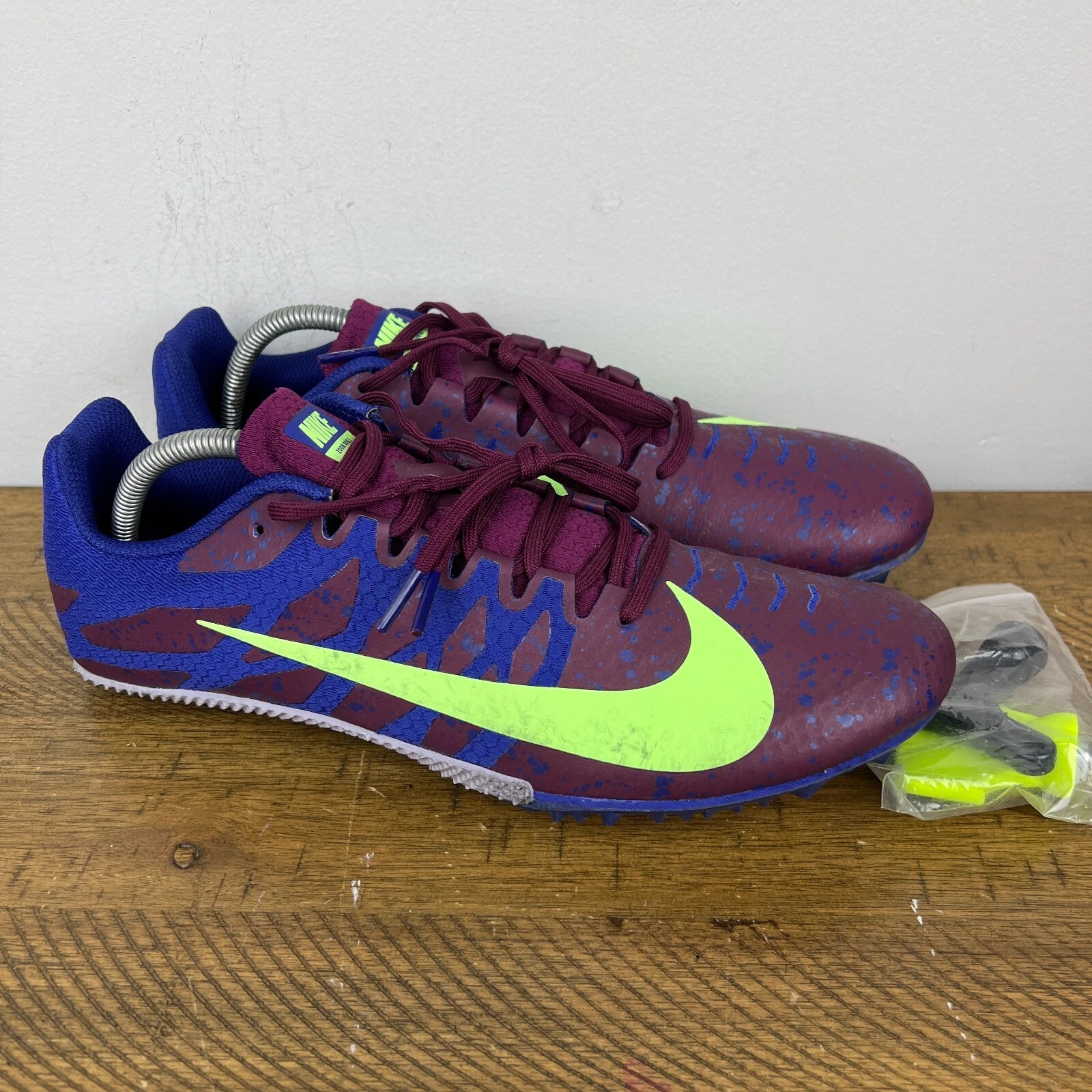 Scarpe Nike Zoom Rival S Uomo 11.5 Viola Lime Pista Sprint Spikes Racing Sprinter