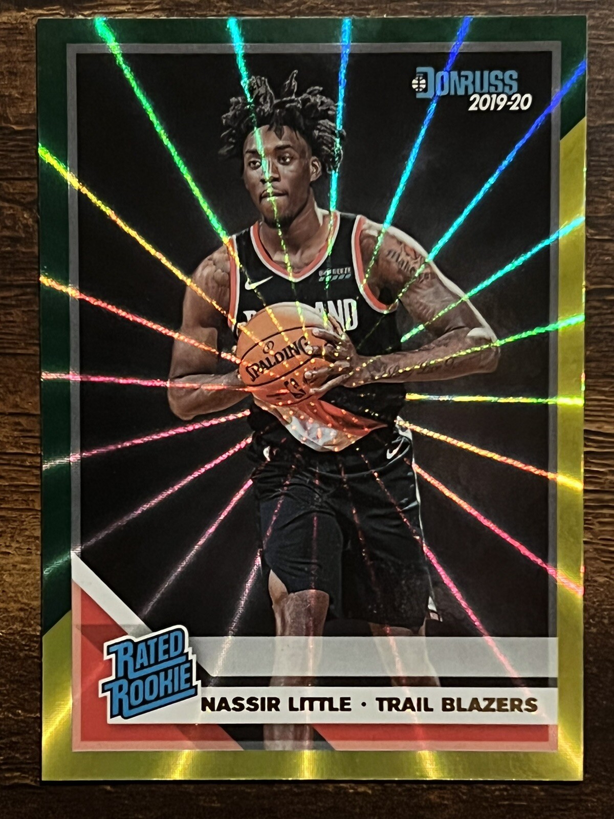 NASSIR LITTLE Rated Rookie-YELLOW GREEN LASER 2019-20 DONRUSS #223 Trailblazers