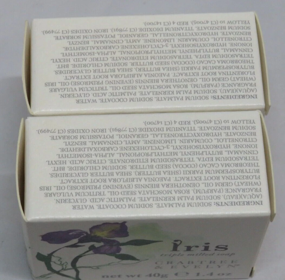Barra de jabón triple fresado Crabtree & Evelyn Iris - 40 g/1,4 oz pequeño lote de 2 Foto 3 de 4