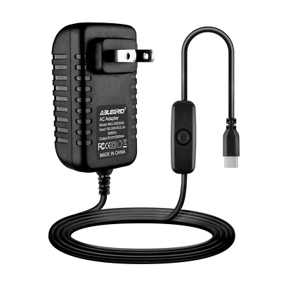 5V 3A USB Type C Power Supply Adapter with ON/Off Switch for Raspberry Pi 4 4B