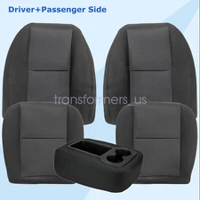 For 2007-2014 Chevy Silverado 1500HD Front Bottom-Top Cloth Seat Cover Black