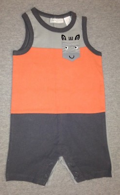 ⭐️⭐️ First Impressions Boys Zebra-Pocket Cotton Sunsuit Gray Orange