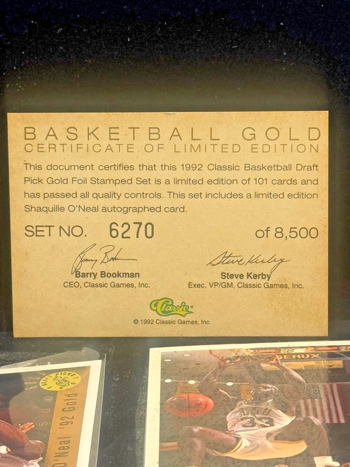 1992 Classic Draft Picks Shaq O'Neal Gold Auto #270 Set #6270/8500 Factory Seale - Image 3 of 4