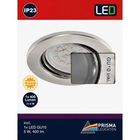 Briloner LED GU10 Einbauleuchte Metall Aluminiumfarbig 400 Lumen 5,0W Warmweiß