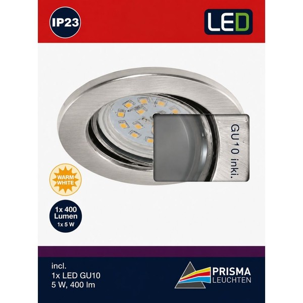 Briloner LED GU10 Einbauleuchte Metall Aluminiumfarbig 400 Lumen 5,0W Warmweiß-image