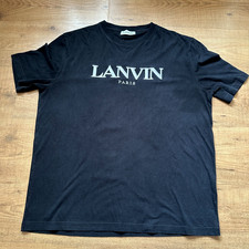 Lanvin Paris Black T-shirt Size 2XL xxl Embroidered Logo
