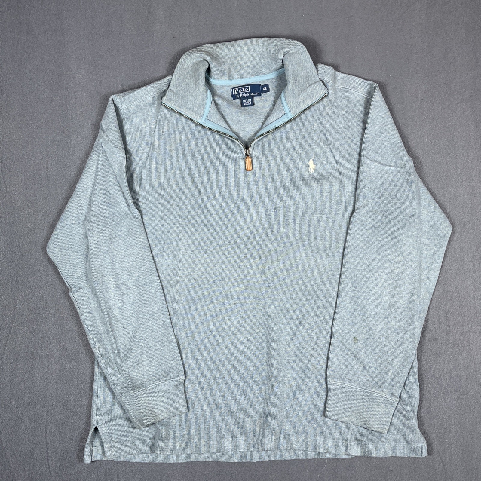 Polo Ralph Lauren maglia maglione pony logo full zip uomo XL blu cielo PRL