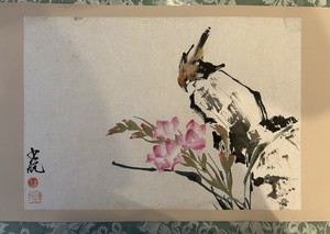 Chinese Antique Watercolor Painting Bird And Flowers 嶺南畫派梁少航