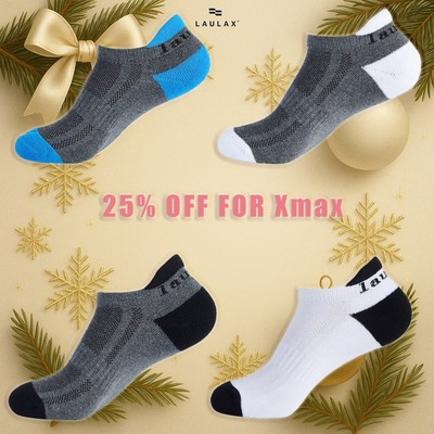 Laulax Herren Laufsocken Knöchel Baumwolle nahtlos Sehnenschutz glatte Zehen 4 Paar