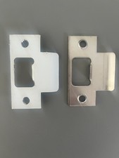 2 Pcs 2-3/4" T Strike Door Lock Strike Plate in Satin Chrome Finish.