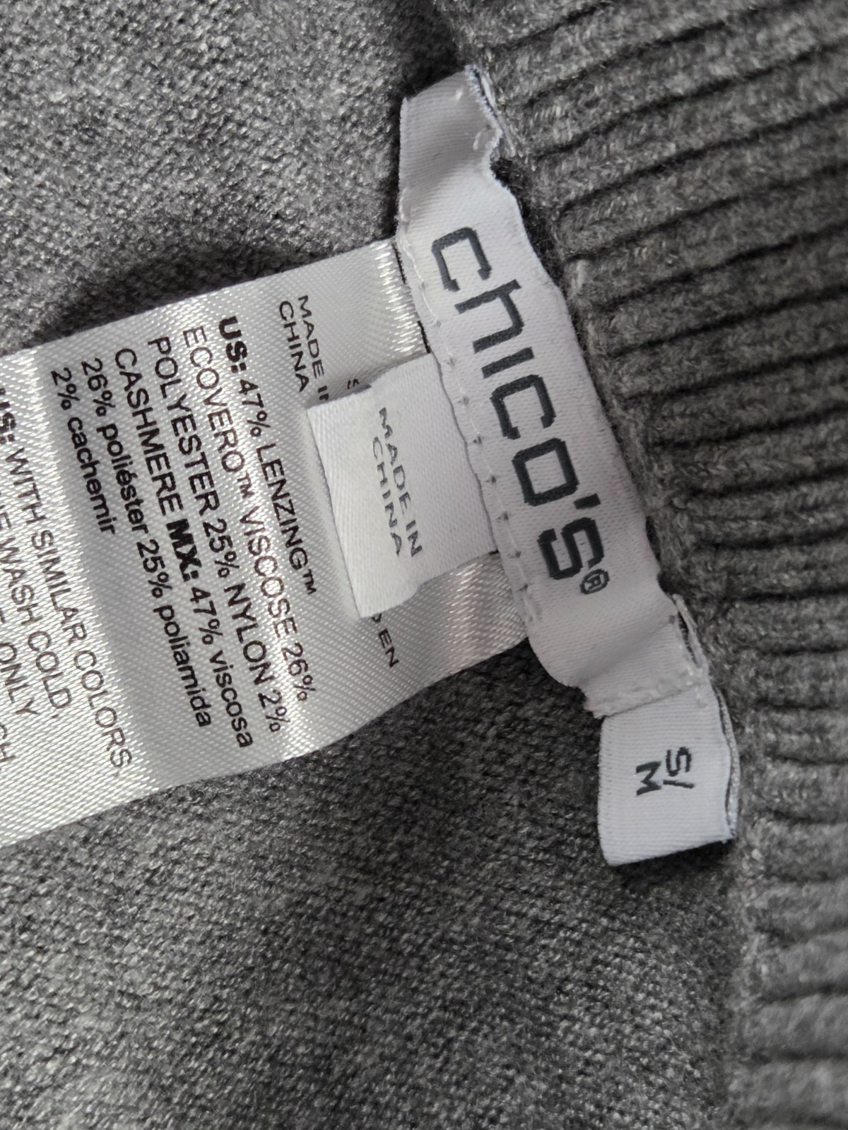 Chico's Solid Gray Rhinestone Sweater Poncho Drap… - image 5