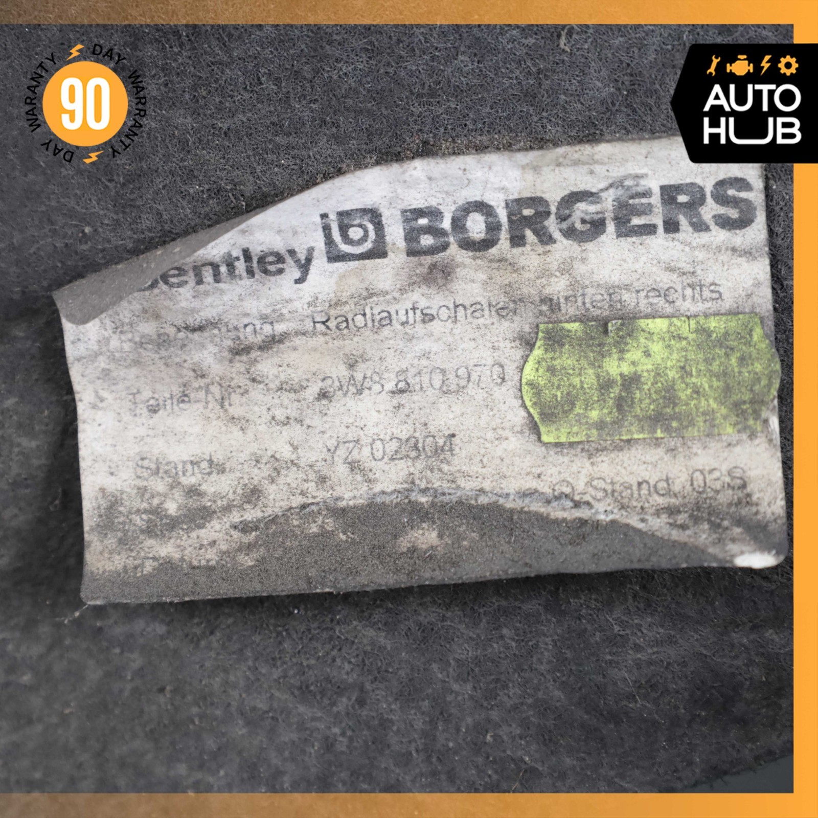 03-10 Bentley Continental GT Right Side Quarter Wheelhouse Liner Shield OEM