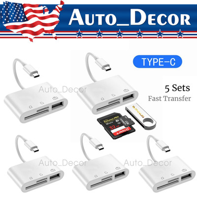 5x USB C 2 SD Card Reader 3-in-1 Hub Converter Micro SD TF Memory Type-C Adapter
