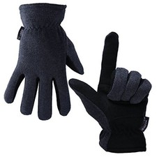 Winter Gloves for Men Women -20 F Thermal Deerskin Leather Medium Grey-black