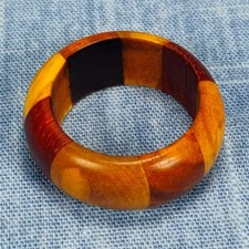 Padauk and Olive Wood Domed Hardwood Ring - Size 13.5 US 