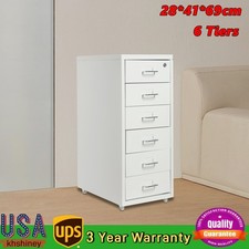 6-drawers Vertical File Cabinet Filing Cabinet Office Storage Organizer w/Wheels