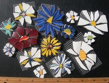 14 Daisy Mosaic Tile Set Mix Size, Shape Color Broken China Plate Tiles